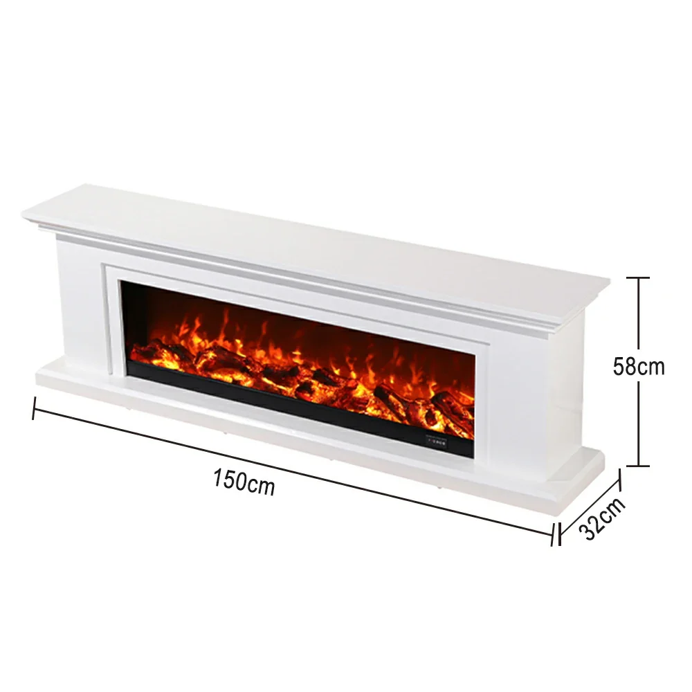 LIVARA 713 Electric Fireplace TV Console – Solid Wood Frame, 3D Flame Effect, Remote Control, Dual Core Options 12W/750–1500W - White - Image 5