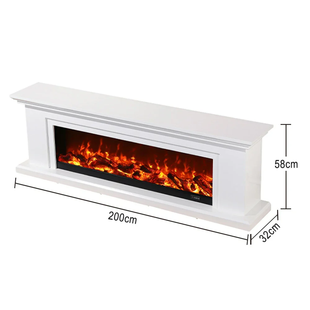 LIVARA 713 Electric Fireplace TV Console – Solid Wood Frame, 3D Flame Effect, Remote Control, Dual Core Options 12W/750–1500W - White - Image 7
