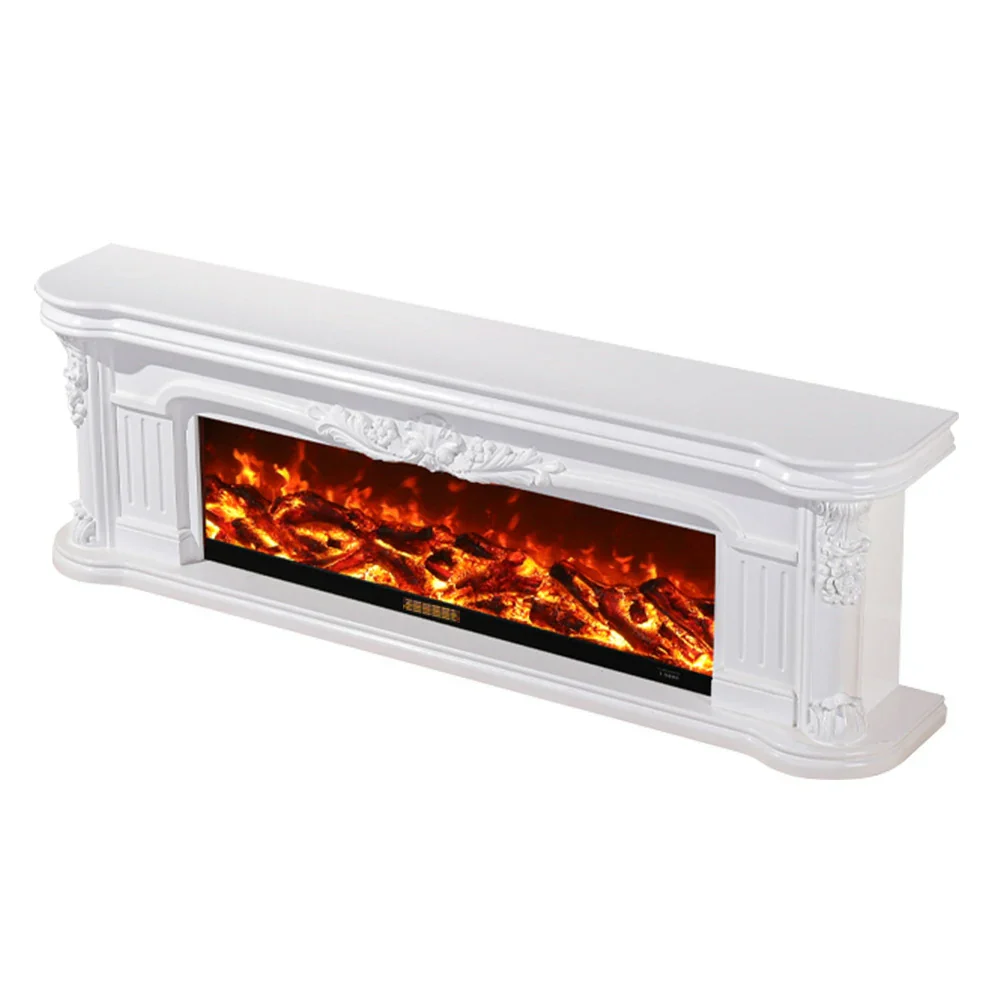 LIVARA 714 Electric Fireplace TV Cabinet - White Solid Wood Frame, 3D Flame Effect, Dual Core Options 12W/750–1500W - White - Image 6