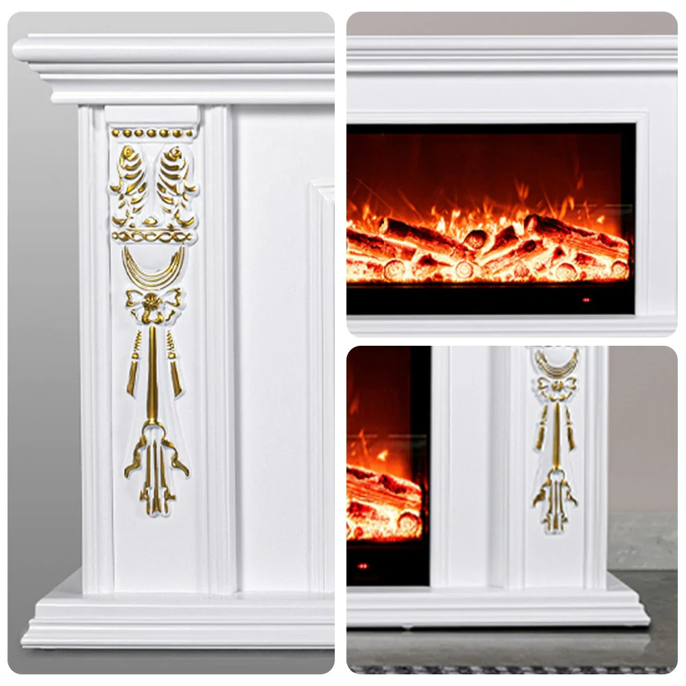 LIVARA 720B Electric Fireplace TV Cabinet – 180cm White Solid Wood Frame, 3D Flame Effect, Remote Control, Dual Core Options 12W/750–1500W - Image 3