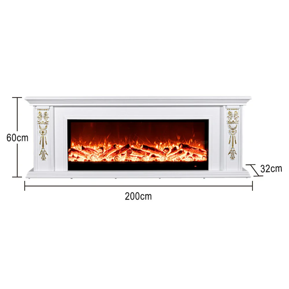 LIVARA 720B Electric Fireplace TV Cabinet – 180cm White Solid Wood Frame, 3D Flame Effect, Remote Control, Dual Core Options 12W/750–1500W - Image 5