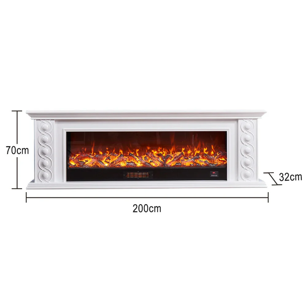LIVARA 742 Electric Fireplace TV Cabinet – 180cm Solid Wood Frame, 3D Flame Effect, Remote Control, Dual Core Options 12W/750–1500W - White - Image 10