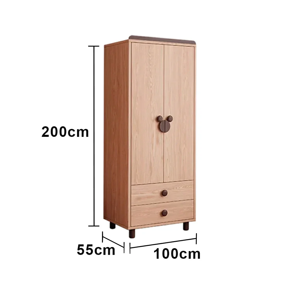 LUXORA 80/100cm Solid Wood Wardrobe - Dual Storage Design with Reinforced Hanging Rail, Top Cabinet & Child-Friendly Details - Image 6