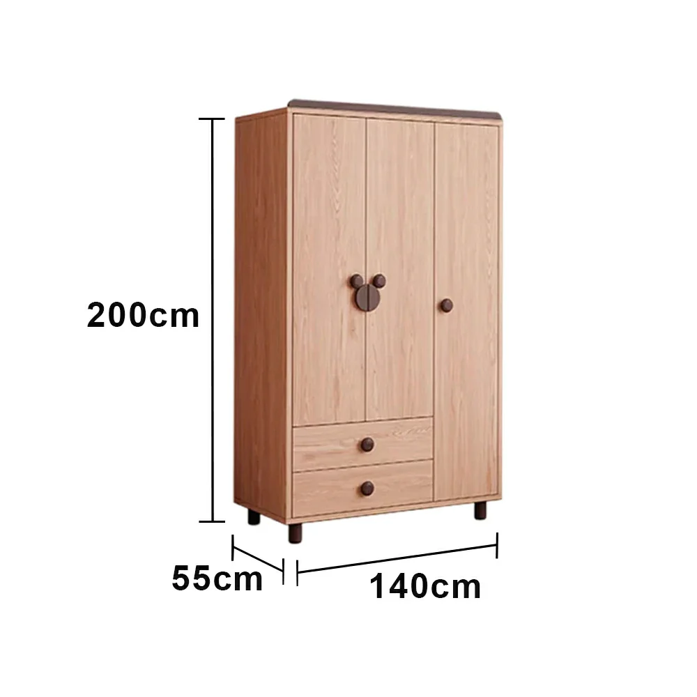 LUXORA 120/140cm Solid Wood Wardrobe - Dual Storage Design with Reinforced Hanging Rail, Top Cabinet & Child-Friendly Details - Image 6