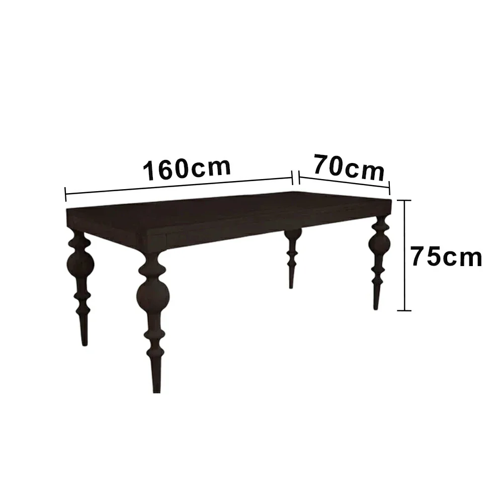 LUXORA 140/160cm Solid Wood Dining Table - Heavy-Duty Thick Tabletop, Stable Turned Legs Design, Multi-Purpose Dining & Workspace Table - Black - Image 6