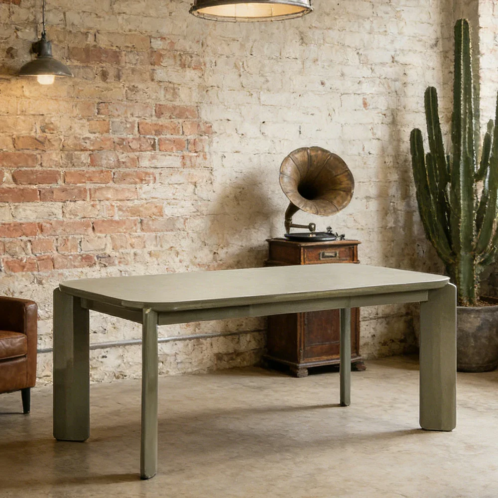 LUXORA 140/160cm Solid Wood Dining Table - Rounded Edge Design, Stable Thick Legs, Modern Artistic Table for Dining & Living Spaces - Green - Image 2