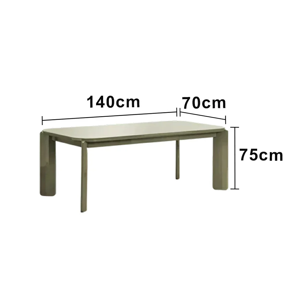 LUXORA 140/160cm Solid Wood Dining Table - Rounded Edge Design, Stable Thick Legs, Modern Artistic Table for Dining & Living Spaces - Green - Image 5