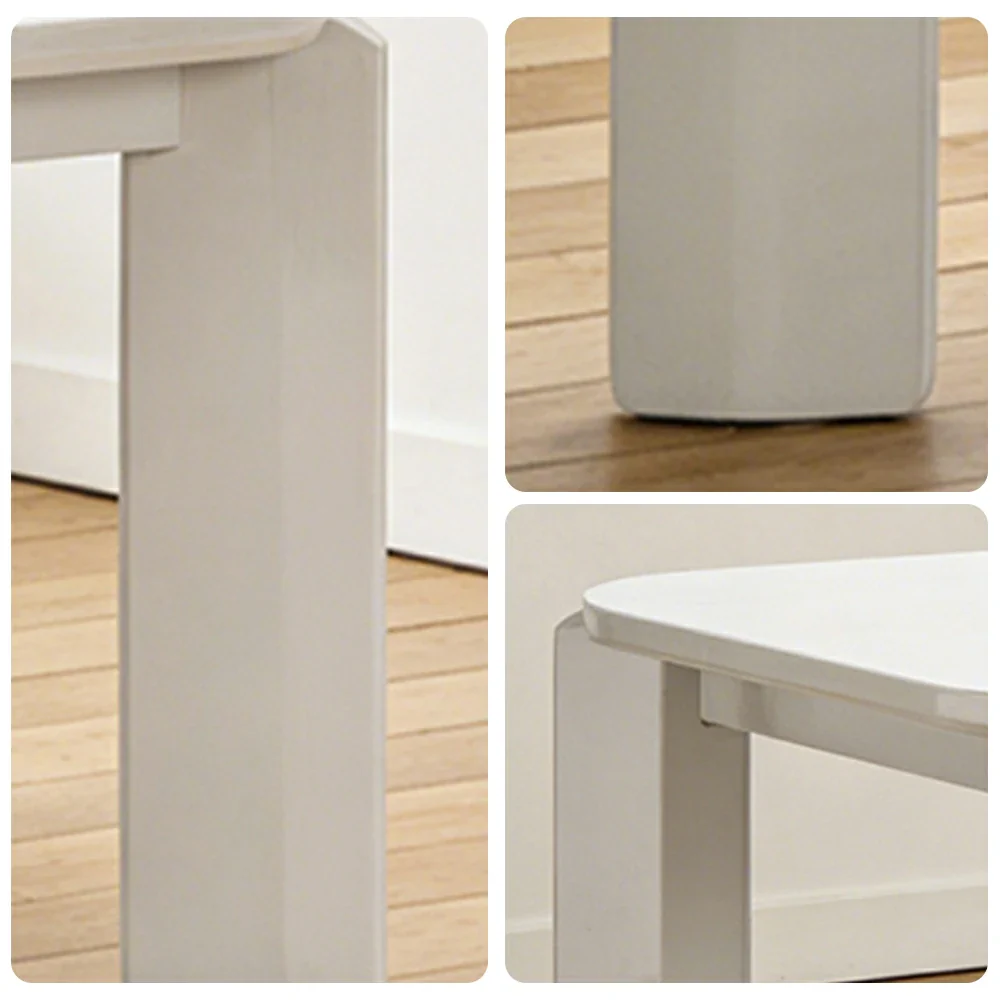 LUXORA 140/160cm Solid Wood Dining Table - Rounded Edge Design, Stable Thick Legs, Modern Artistic Table for Dining & Living Spaces - Beige - Image 3