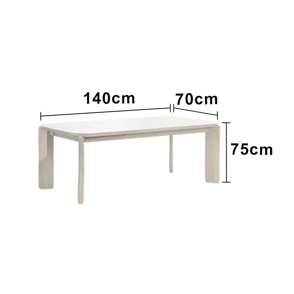 LUXORA 140/160cm Solid Wood Dining Table - Rounded Edge Design, Stable Thick Legs, Modern Artistic Table for Dining & Living Spaces - Beige - Image 5