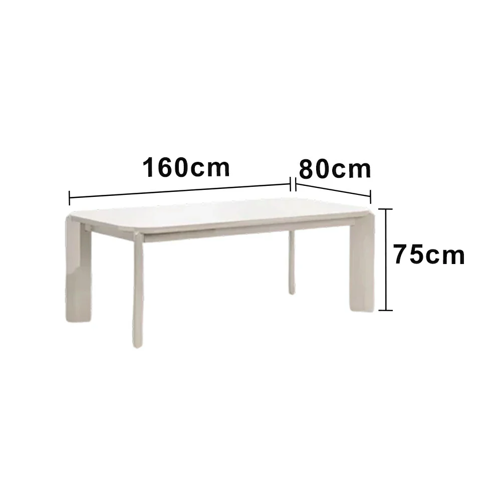 LUXORA 140/160cm Solid Wood Dining Table - Rounded Edge Design, Stable Thick Legs, Modern Artistic Table for Dining & Living Spaces - Beige - Image 6
