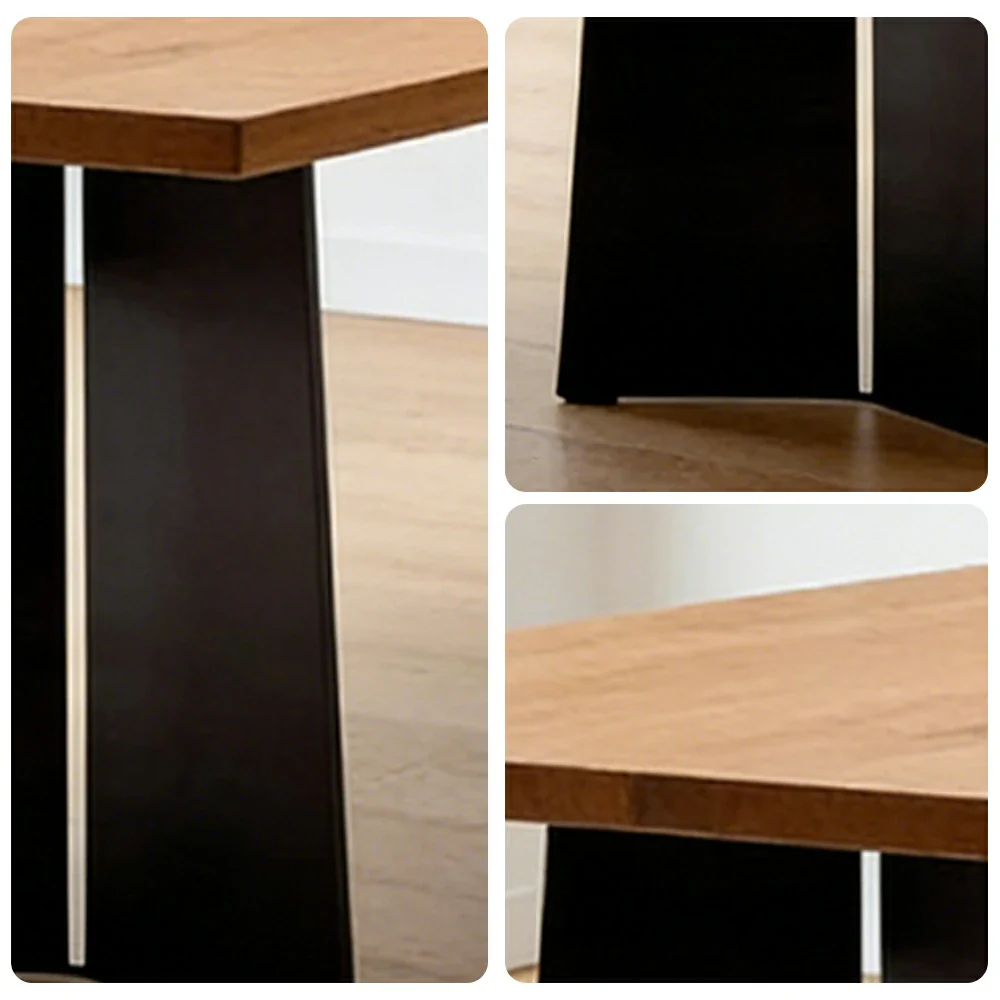 LUXORA 140/160cm New Zealand Pine Solid Wood Dining Table - Minimalist Vintage Style, Thick Stable Legs, Versatile Dining & Work Table - Walnut - Image 3