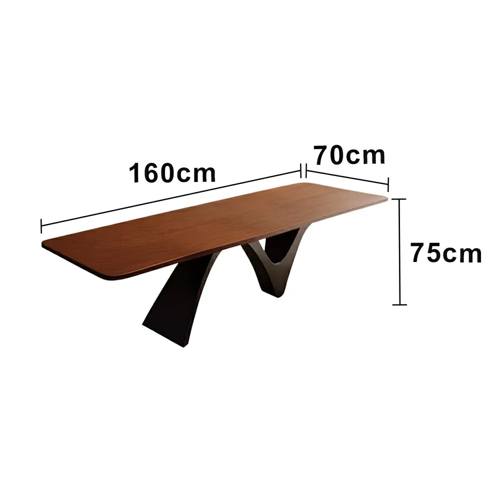 LUXORA 140/160cm New Zealand Pine Solid Wood Dining Table - Sculptural V-Leg Design, Thick Wood Top, Coastal & Modern Dining Table - Walnut Black - Image 6