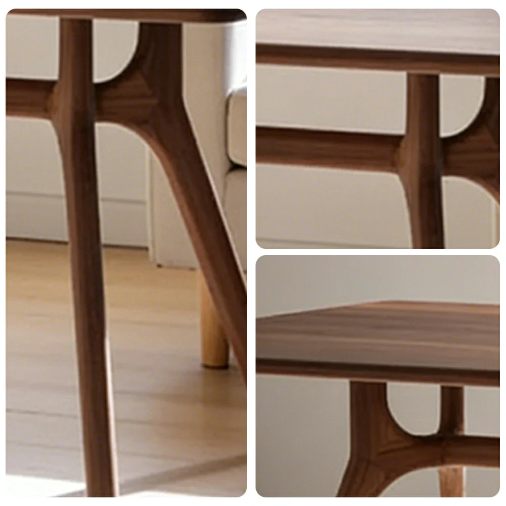 LUXORA 140/160cm New Zealand Pine Solid Wood Dining Table - Nordic Mid-Century Design, Thick Solid Wood Top, Sculptural Wooden Legs for Dining & Living Spaces - Walnut - Image 3