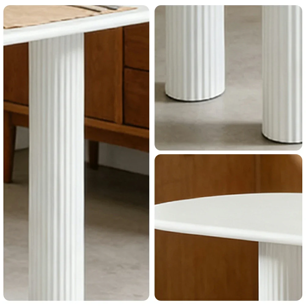 LUXORA 140/160cm French Solid Wood Long Table - Cream Minimalist Design, Rounded Edges, Stable Pedestal Legs for Dining & Living Spaces - Beige - Image 3