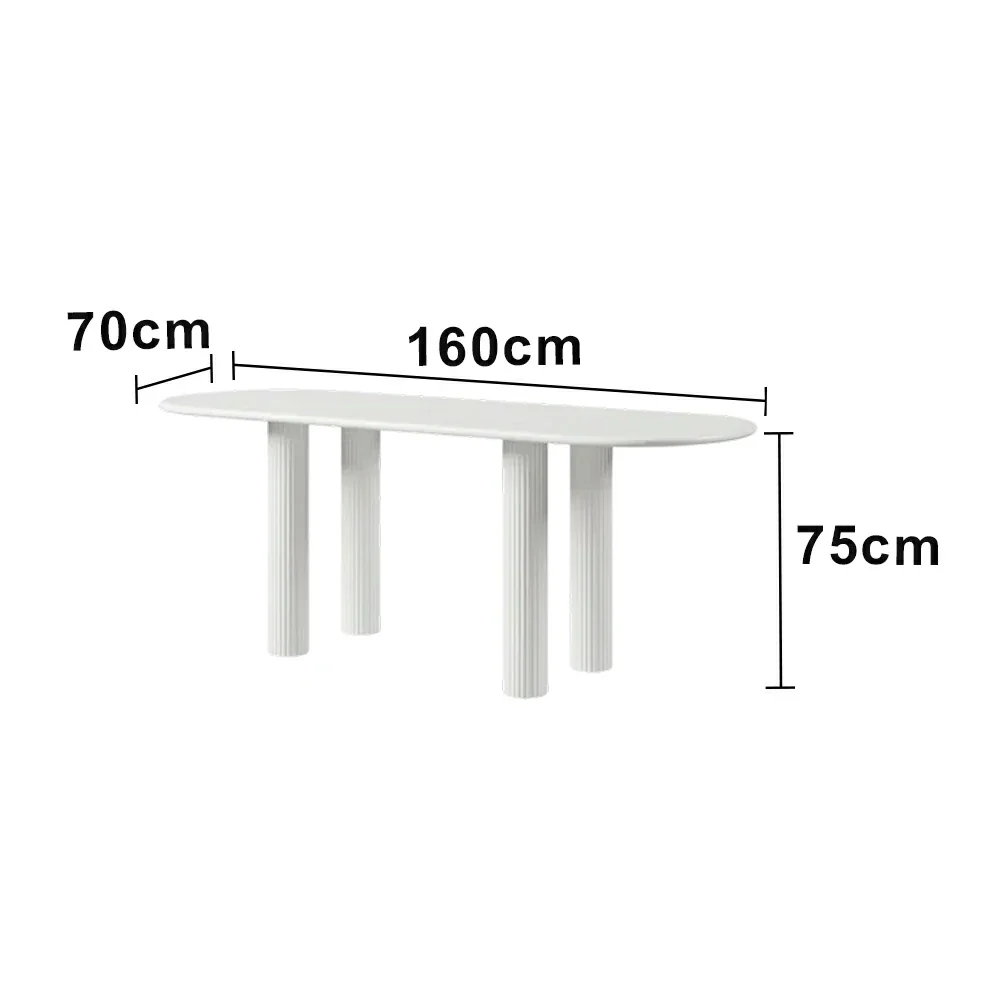 LUXORA 140/160cm French Solid Wood Long Table - Cream Minimalist Design, Rounded Edges, Stable Pedestal Legs for Dining & Living Spaces - Beige - Image 6