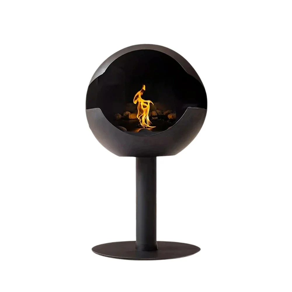 LIVARA Spherical Fireplace – 60cm/80cm Bio-Ethanol Fire Pit, High-Temperature Stainless Steel, 360° Flame View, Eco-Friendly Clean Burning, Modern Design