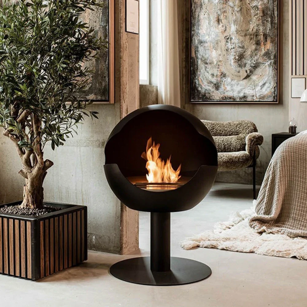 LIVARA Spherical Fireplace – 60cm/80cm Bio-Ethanol Fire Pit, High-Temperature Stainless Steel, 360° Flame View, Eco-Friendly Clean Burning, Modern Design - Image 2