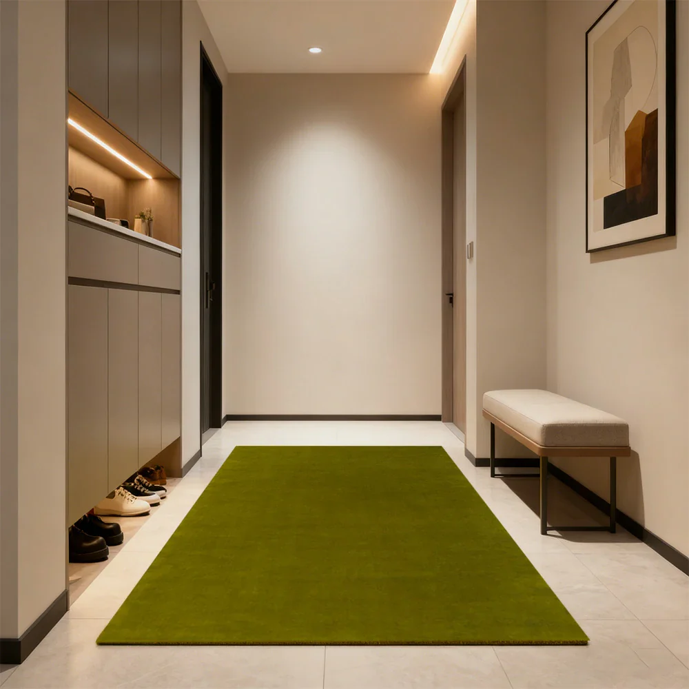 LUXORA 160/200cm Square Floor Rugs Handwoven Soft Rebound Traditional Weave Timeless Design Multi Space Use - Olive Green - Image 2