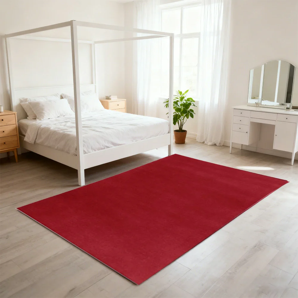 LUXORA 160/200cm Square Floor Rugs Handwoven Soft Rebound Traditional Weave Timeless Design Multi Space Use - Burgundy Red - Image 2
