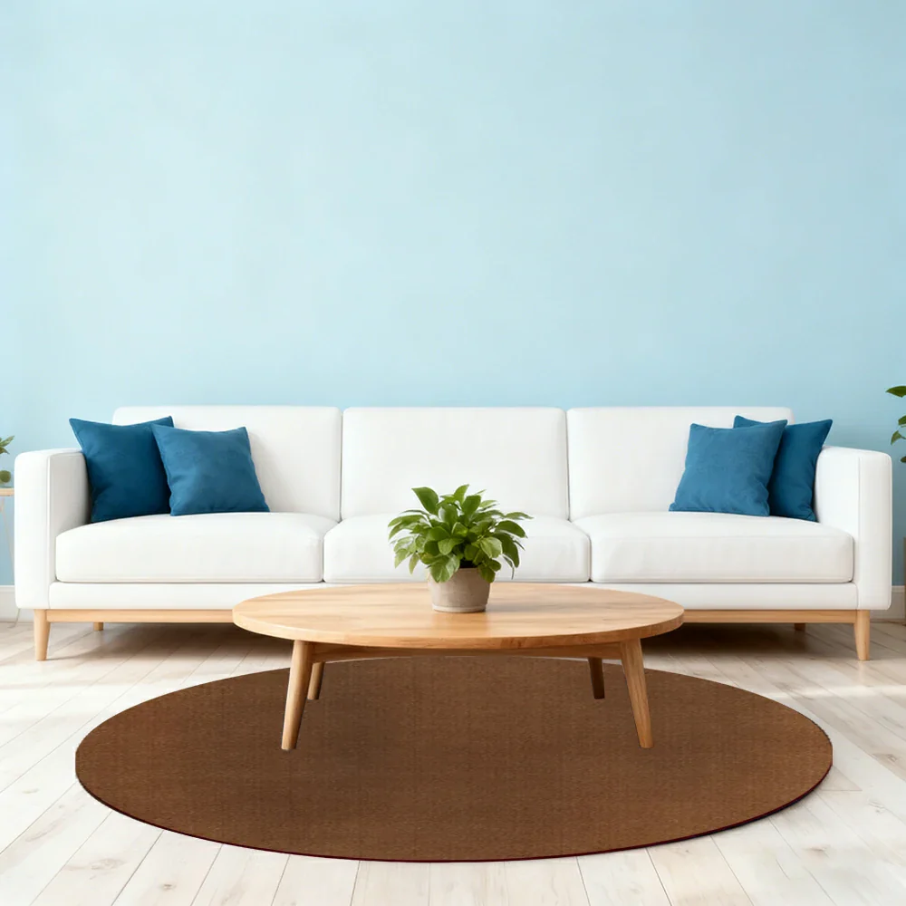 LUXORA 200/250cm Round Floor Rugs Handwoven Soft Rebound Traditional Weave Timeless Design Multi Space Use - Chestnut Brown - Image 2