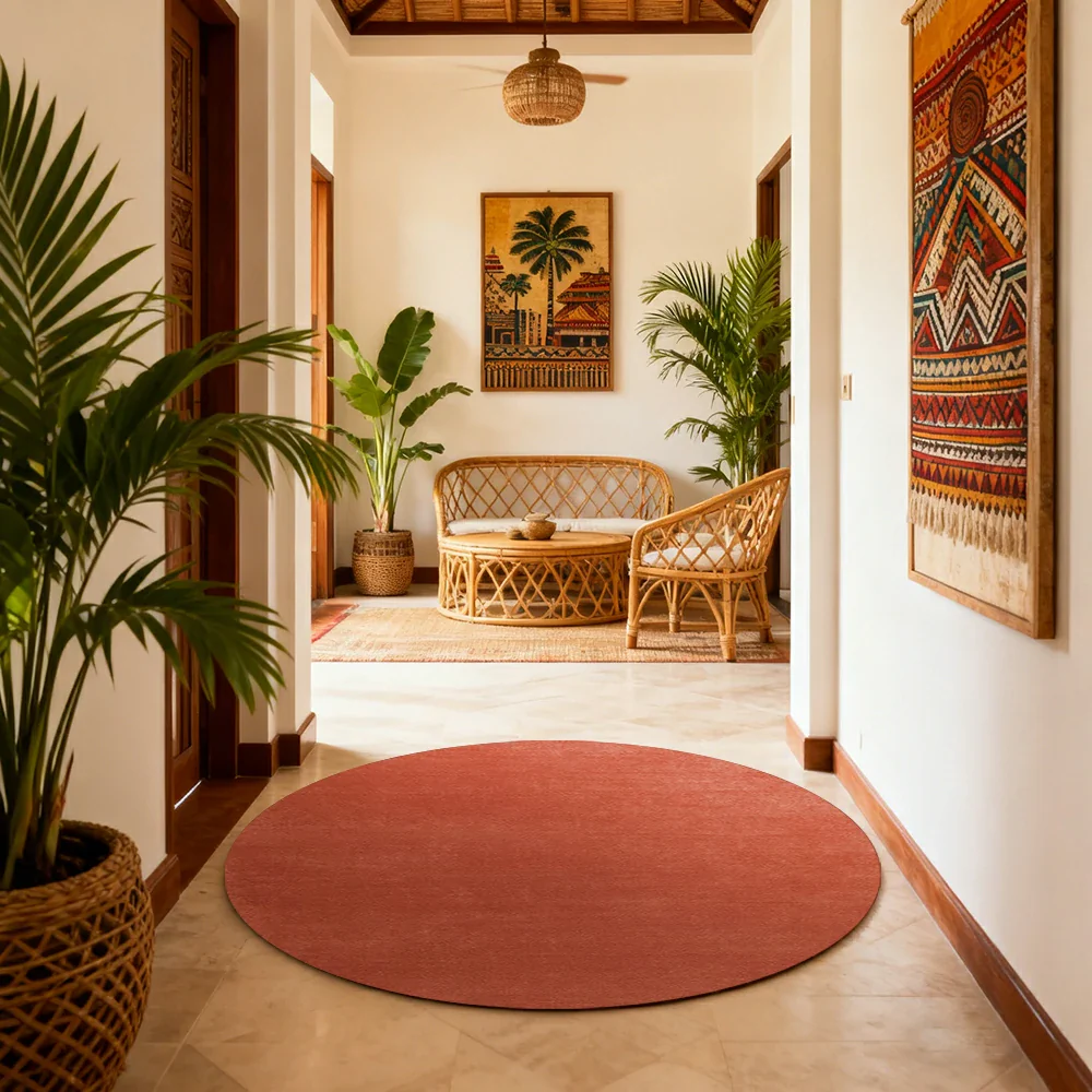 LUXORA 200/250cm Round Floor Rugs Handwoven Soft Rebound Traditional Weave Timeless Design Multi Space Use - British Red - Image 4