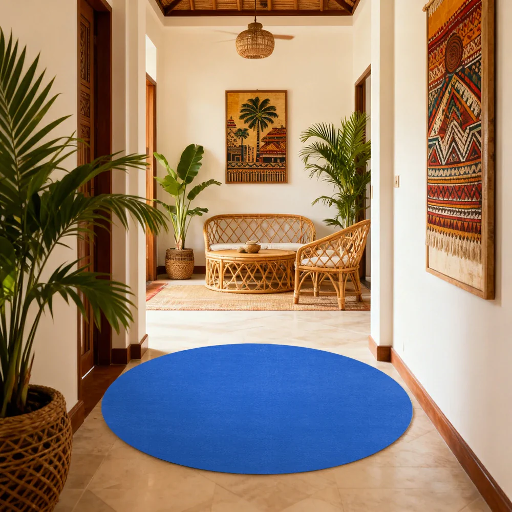 LUXORA 200/250cm Round Floor Rugs Handwoven Soft Rebound Traditional Weave Timeless Design Multi Space Use - Klein Blue - Image 2