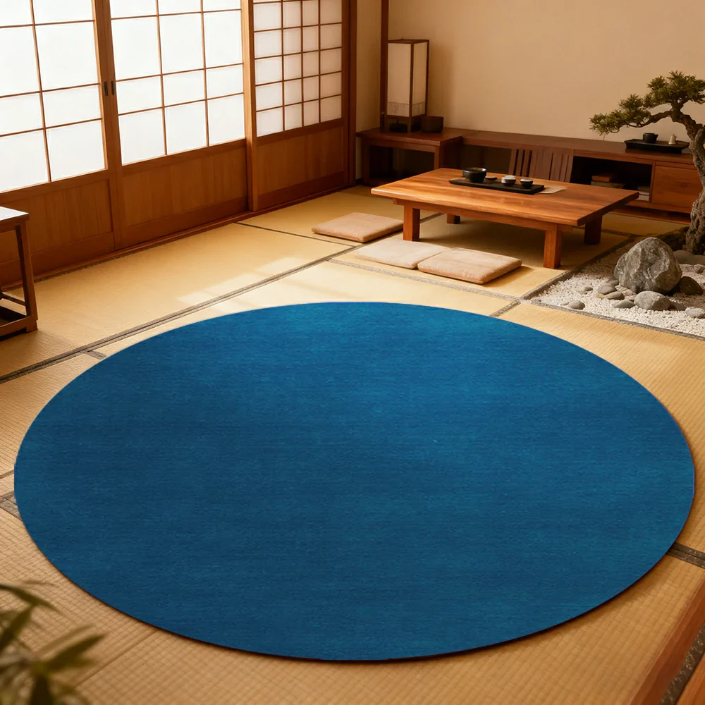 LUXORA 200/250cm Round Floor Rugs Handwoven Soft Rebound Traditional Weave Timeless Design Multi Space Use - Blues - Image 4