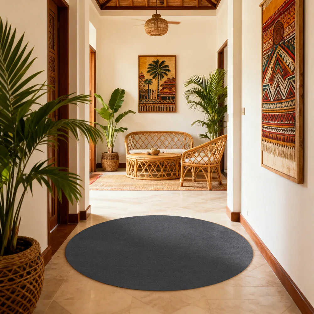 LUXORA 200/250cm Round Floor Rugs Handwoven Soft Rebound Traditional Weave Timeless Design Multi Space Use - Grey - Image 4