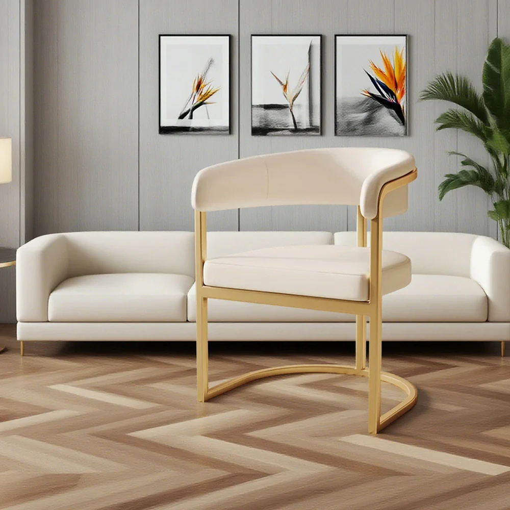 LIVARA Italian Light Luxury Guest Chair - White Leather Upholstery, Modern Elegant Design - Image 3