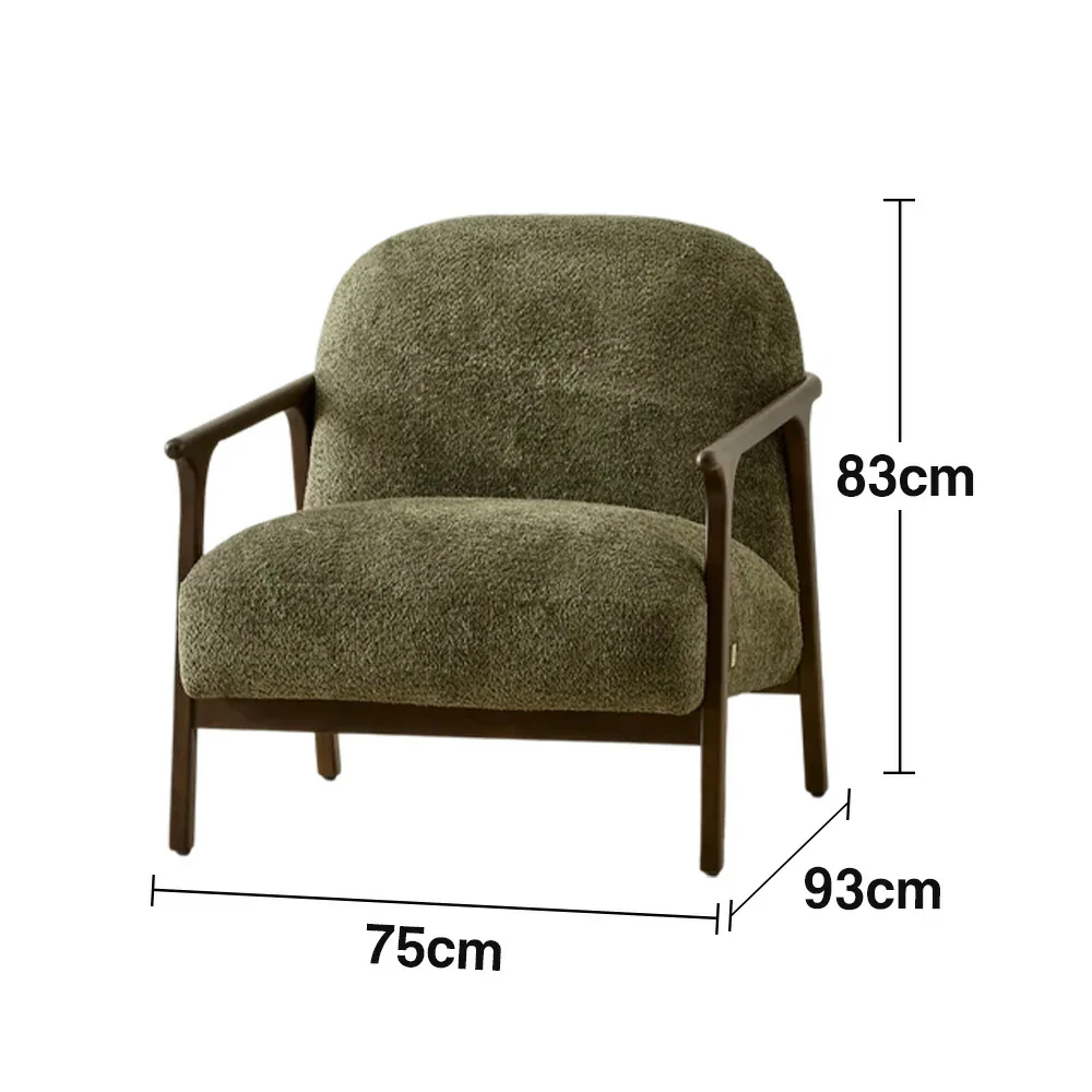 LUXORA Lounge Chair Deep Seat Design Cotton-Linen Upholstery Relaxed Comfort Modern Style - Green - Image 5
