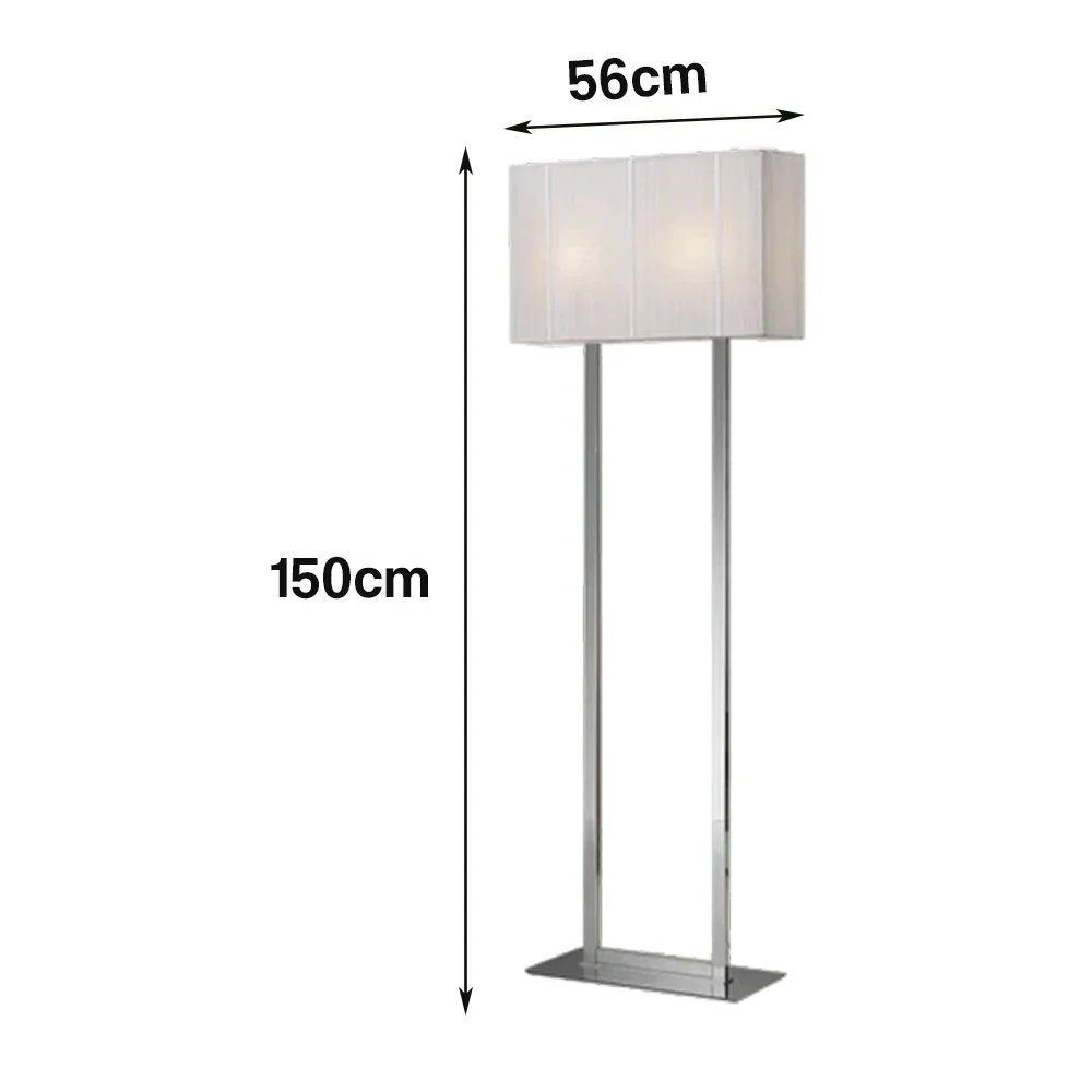 LUXORA Floor Lamp Soft Ambient Lighting White Shade Silver Base Metal Frame Hand-Crafted Wire Design - Image 5