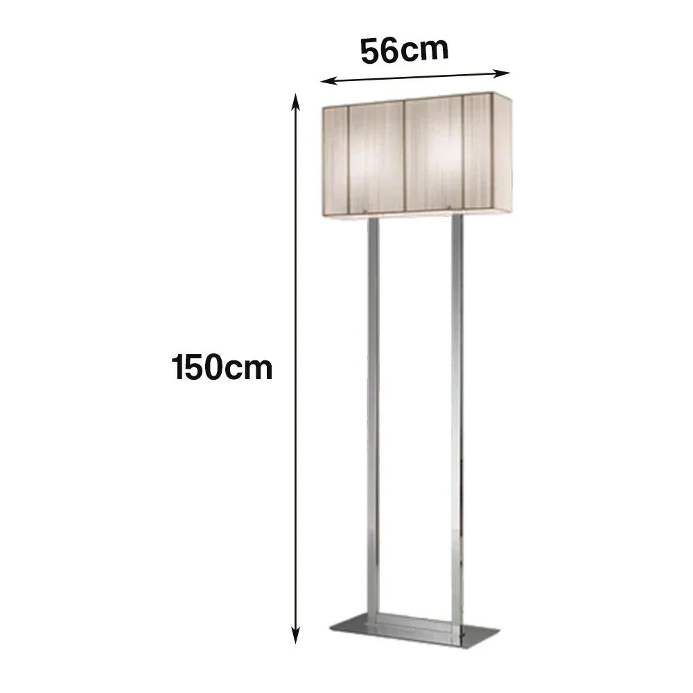 LUXORA Floor Lamp Soft Ambient Lighting Beige Shade Silver Base Metal Frame Hand-Crafted Wire Design - Image 5