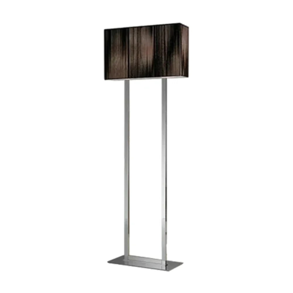 LUXORA Floor Lamp Soft Ambient Lighting Grey Shade Silver Base Metal Frame Hand-Crafted Wire Design