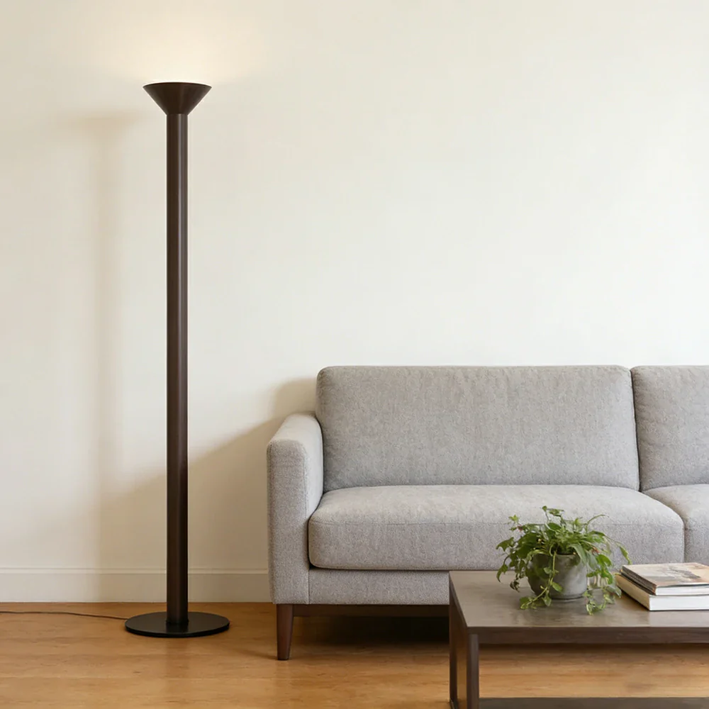 LUXORA Floor Lamp Soft Ambient Lighting Fabric Shade Metal Frame Stable Base Multi-Scene Use - Black - Image 4
