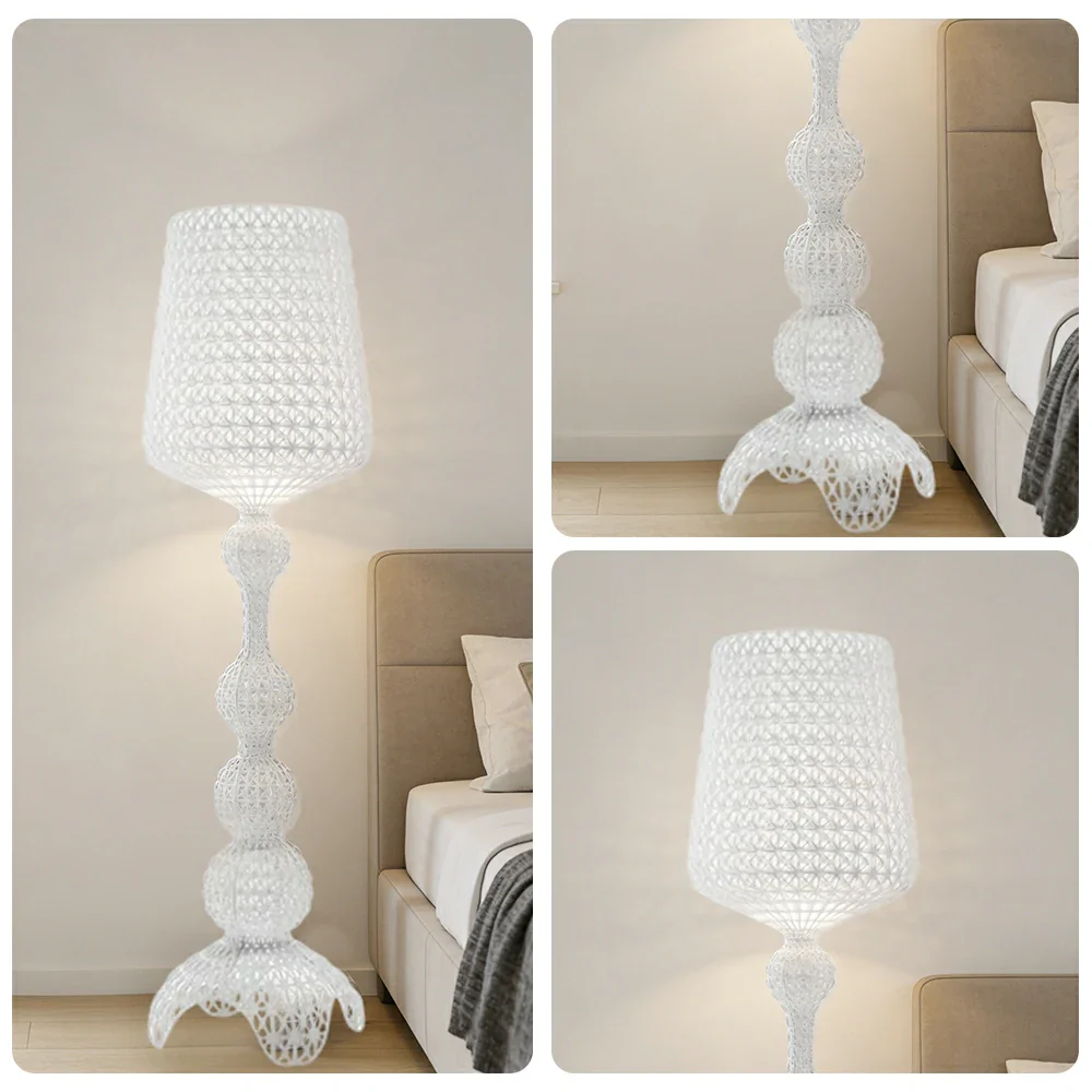 LUXORA Floor Lamp Elegant Ambient Lighting Fabric Shade Sturdy Metal Frame Adjustable Light Direction - White - Image 3
