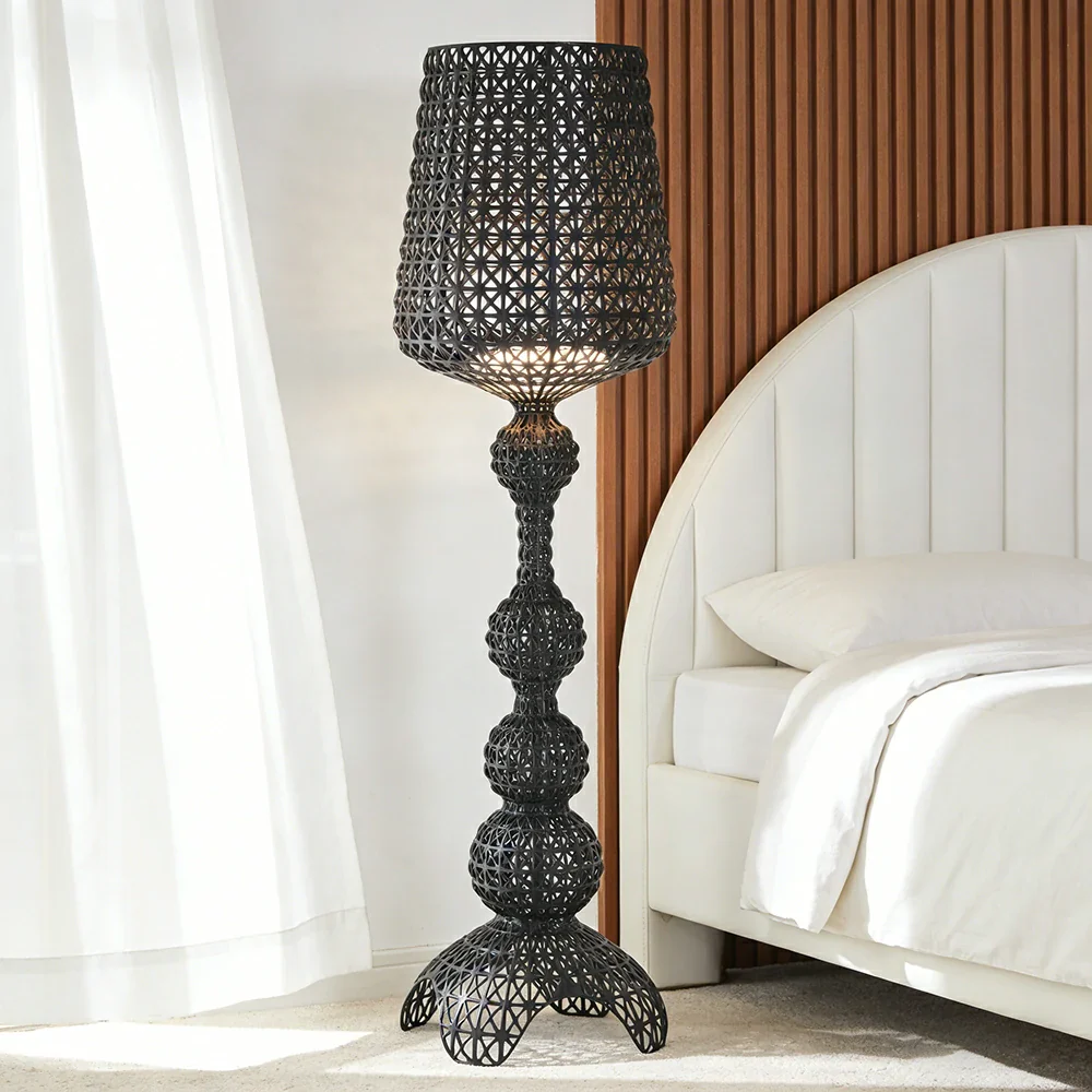 LUXORA Floor Lamp Elegant Ambient Lighting Fabric Shade Sturdy Metal Frame Adjustable Light Direction - Black - Image 4