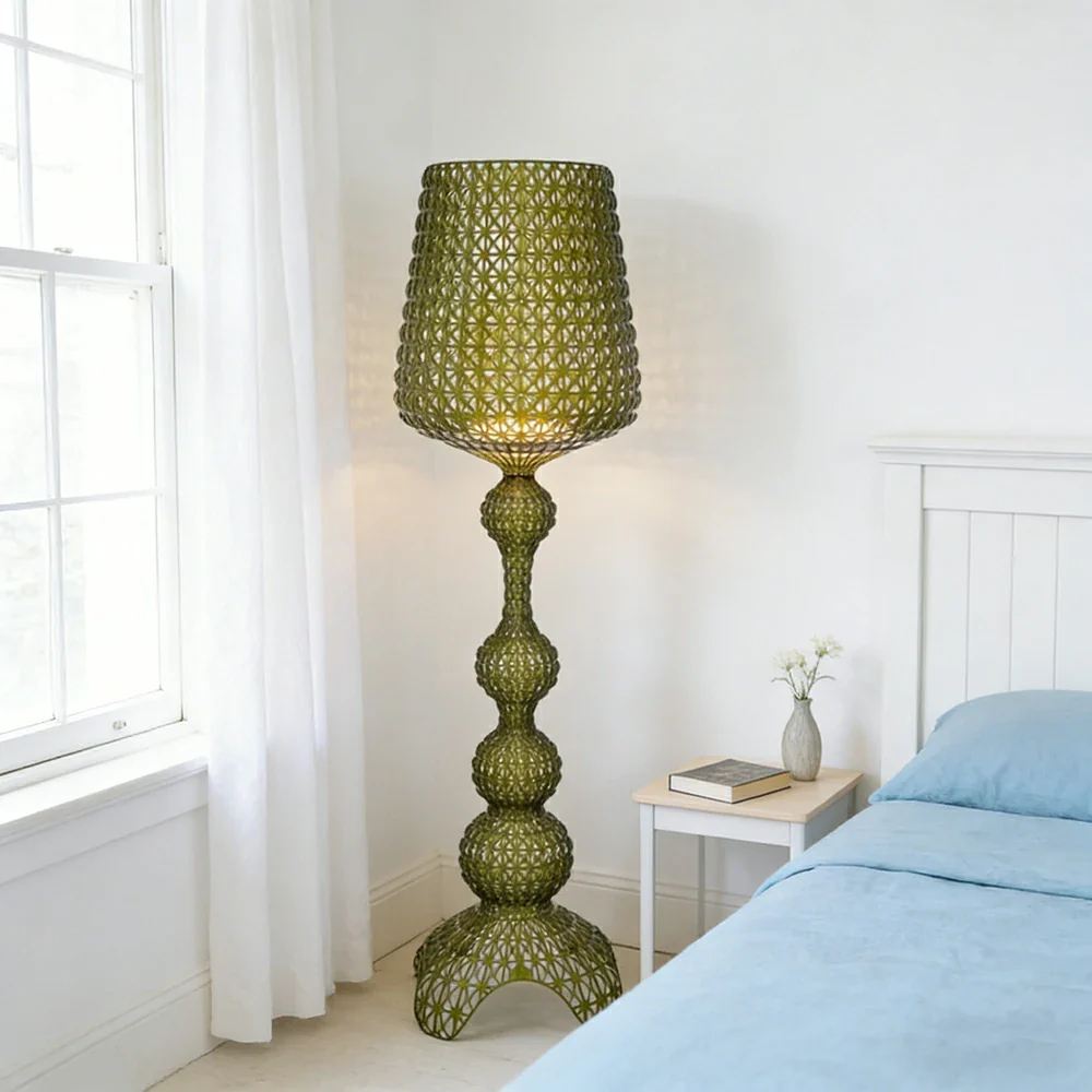 LUXORA Floor Lamp Elegant Ambient Lighting Fabric Shade Sturdy Metal Frame Adjustable Light Direction - Green - Image 2