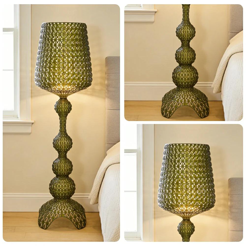 LUXORA Floor Lamp Elegant Ambient Lighting Fabric Shade Sturdy Metal Frame Adjustable Light Direction - Green - Image 3