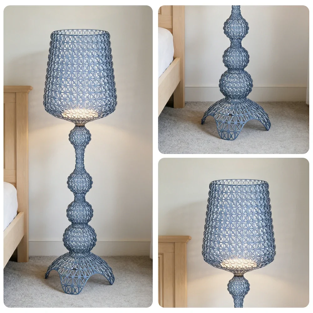 LUXORA Floor Lamp Elegant Ambient Lighting Fabric Shade Sturdy Metal Frame Adjustable Light Direction - Blue - Image 3