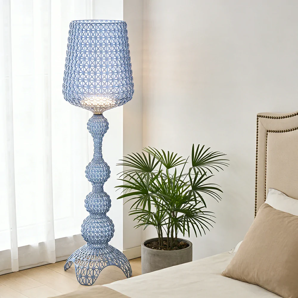 LUXORA Floor Lamp Elegant Ambient Lighting Fabric Shade Sturdy Metal Frame Adjustable Light Direction - Blue - Image 4