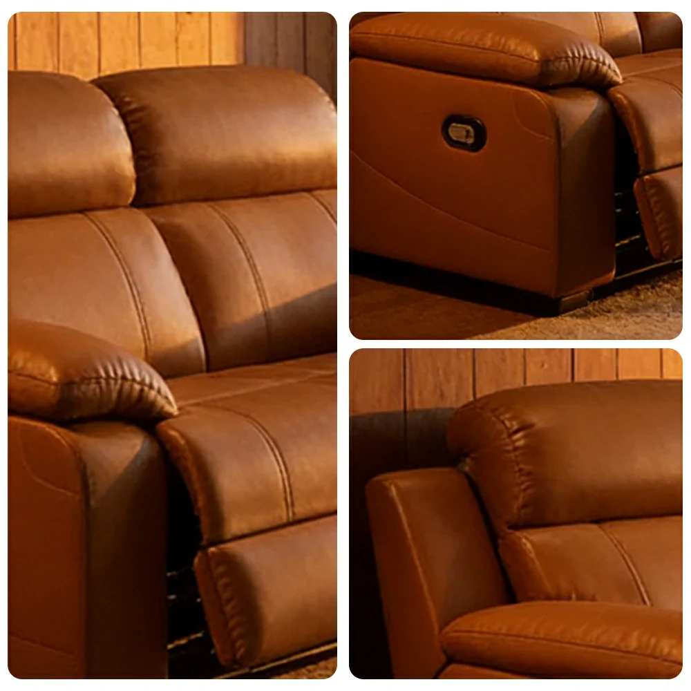 LUXORA 280/320cm 4-Seater Electric Recliner Sofa Wide-Angle Adjustment Premium Imported Leather 7D Fibre Comfort Support with Centre Backrest Console Table - Brown - Image 3