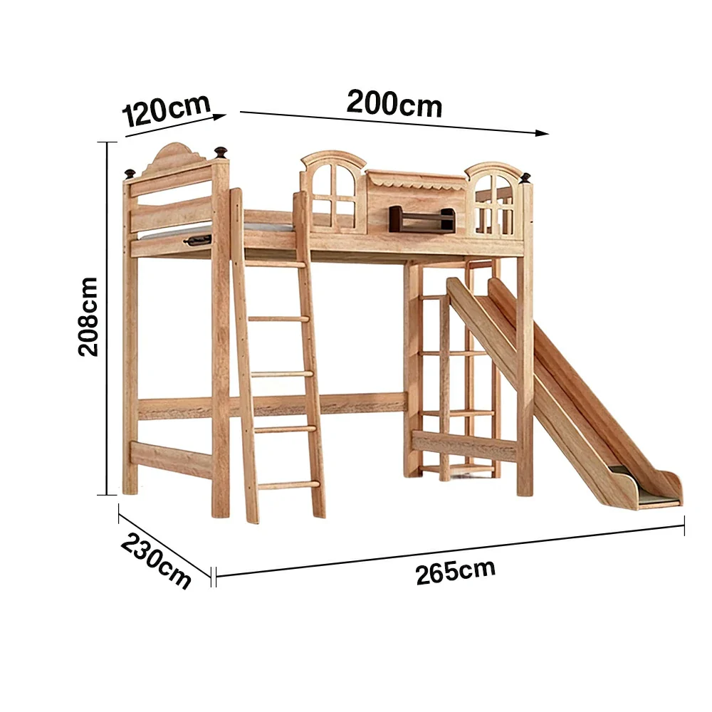 LUXORA 120/135/150cm Kids Slide Bed with Straight Ladder - Safety Guardrail Design, Solid Wood Frame, Natural Wax Oil Eco Finish - Image 5
