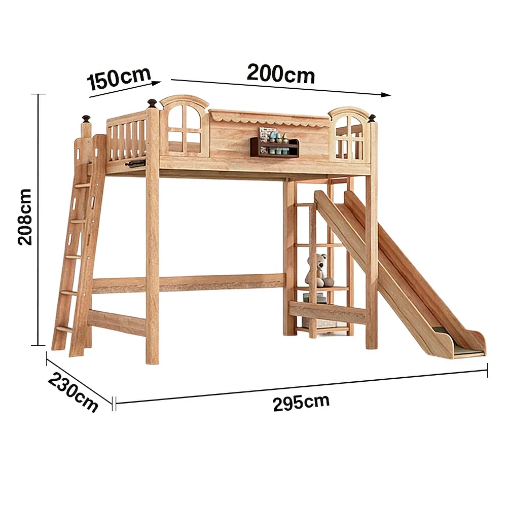 LUXORA 120/135/150cm Kids Slide Bed with Side Ladder - Safety Guardrail Design, Solid Wood Frame, Natural Wax Oil Eco Finish - Image 5