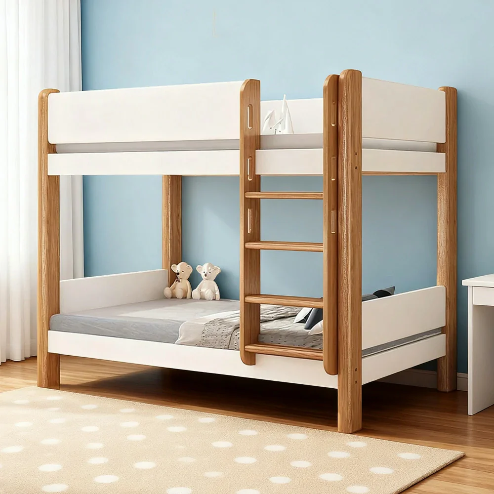 Installation Included LUXORA Bunk Bed ¨C Eco-Friendly Solid Wood, 120/135/150cm, 41cm Guardrails, Dual Storage Drawers, Flexible Ladder Placement - White - Image 4