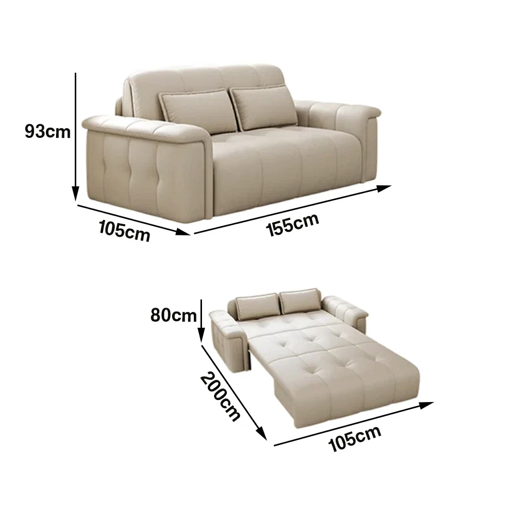 LUXORA 125/155cm Sofa Bed, Soft Cat-Scratch Leather, Double Rebound Cushion, High-Strength Steel Frame, Easy Sofa-to-Bed Conversion - Image 6