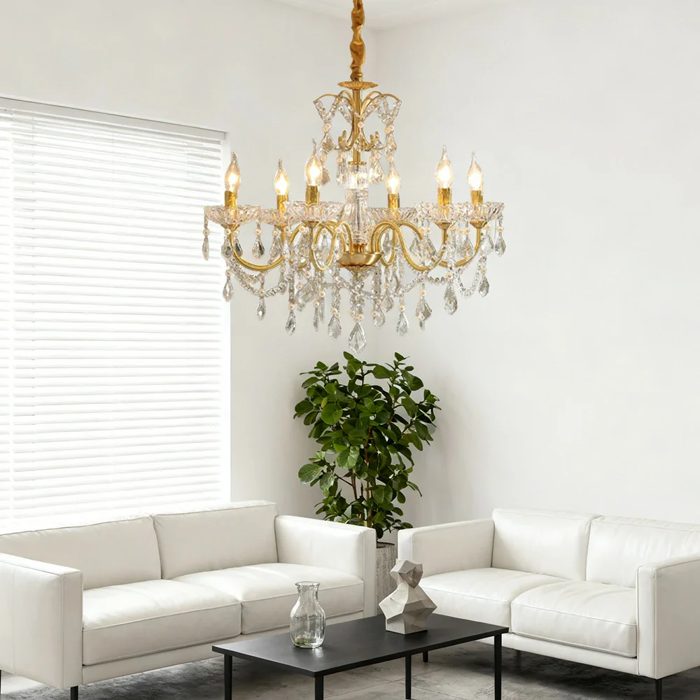 LUXORA Crystal Pendant Light 65/75/92cm High-Quality Iron Frame, Adjustable Height, Crystal Beads, Elegant Light Diffusion - Image 2