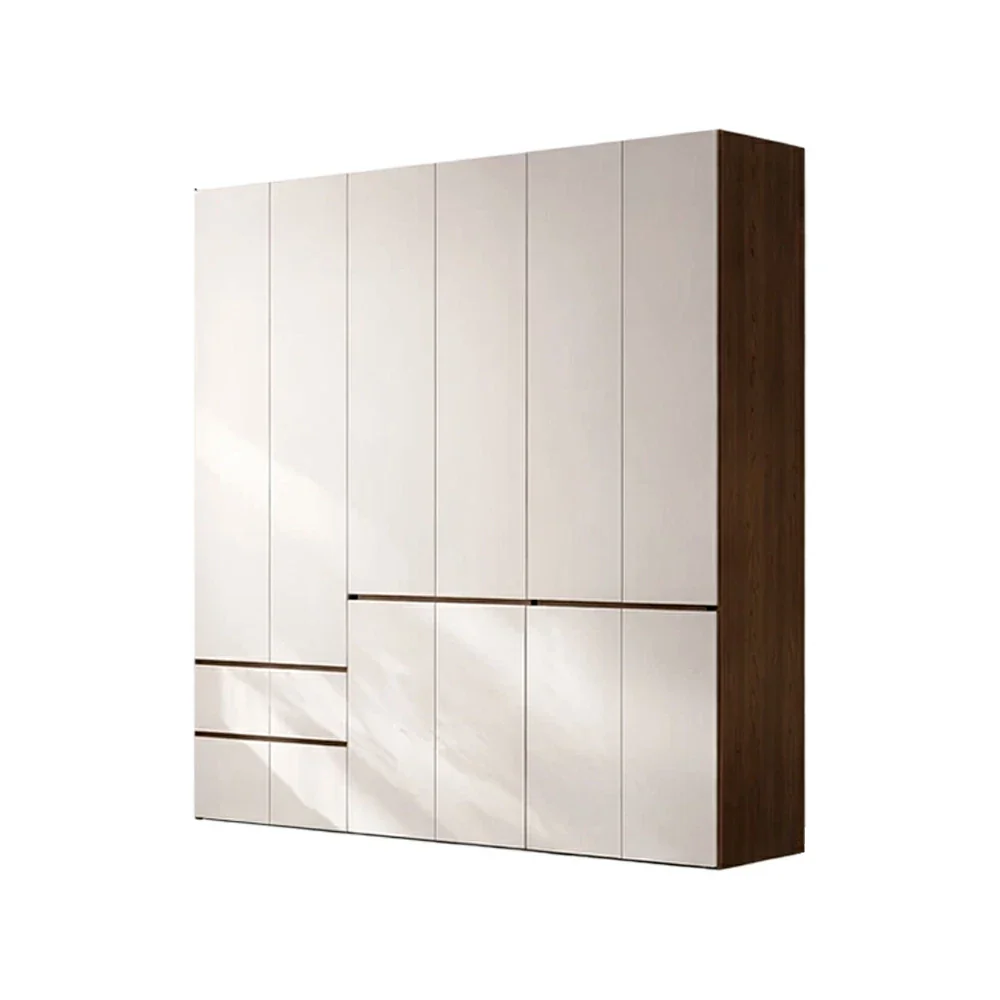 LUXORA 220/240cm Solid Wood Wardrobe Cabinet - Full Height Storage with Hanging Space & Drawers, Durable Thick Wood Design