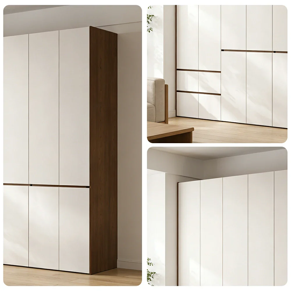 LUXORA 220/240cm Solid Wood Wardrobe Cabinet - Full Height Storage with Hanging Space & Drawers, Durable Thick Wood Design - Image 3