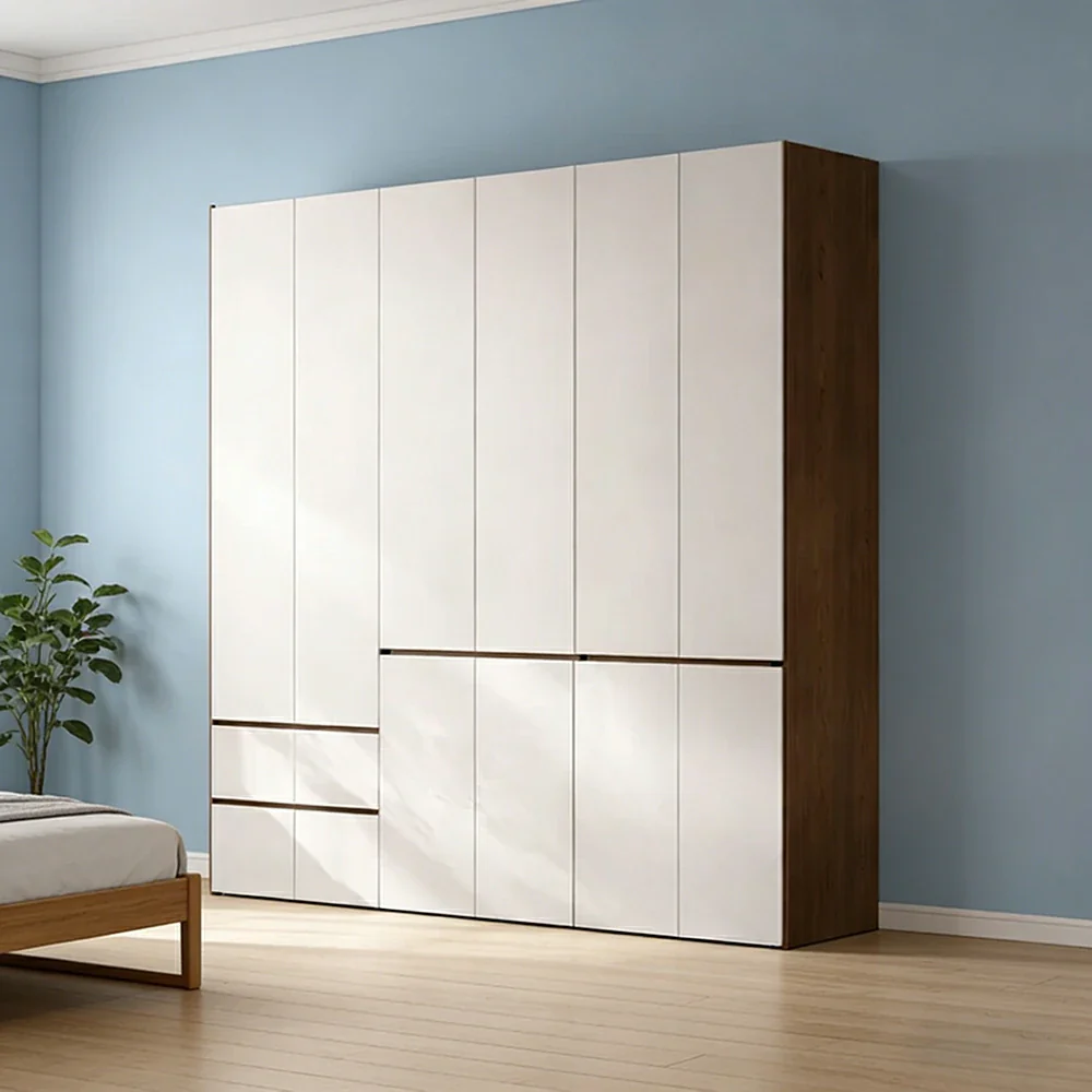 LUXORA 220/240cm Solid Wood Wardrobe Cabinet - Full Height Storage with Hanging Space & Drawers, Durable Thick Wood Design - Image 4