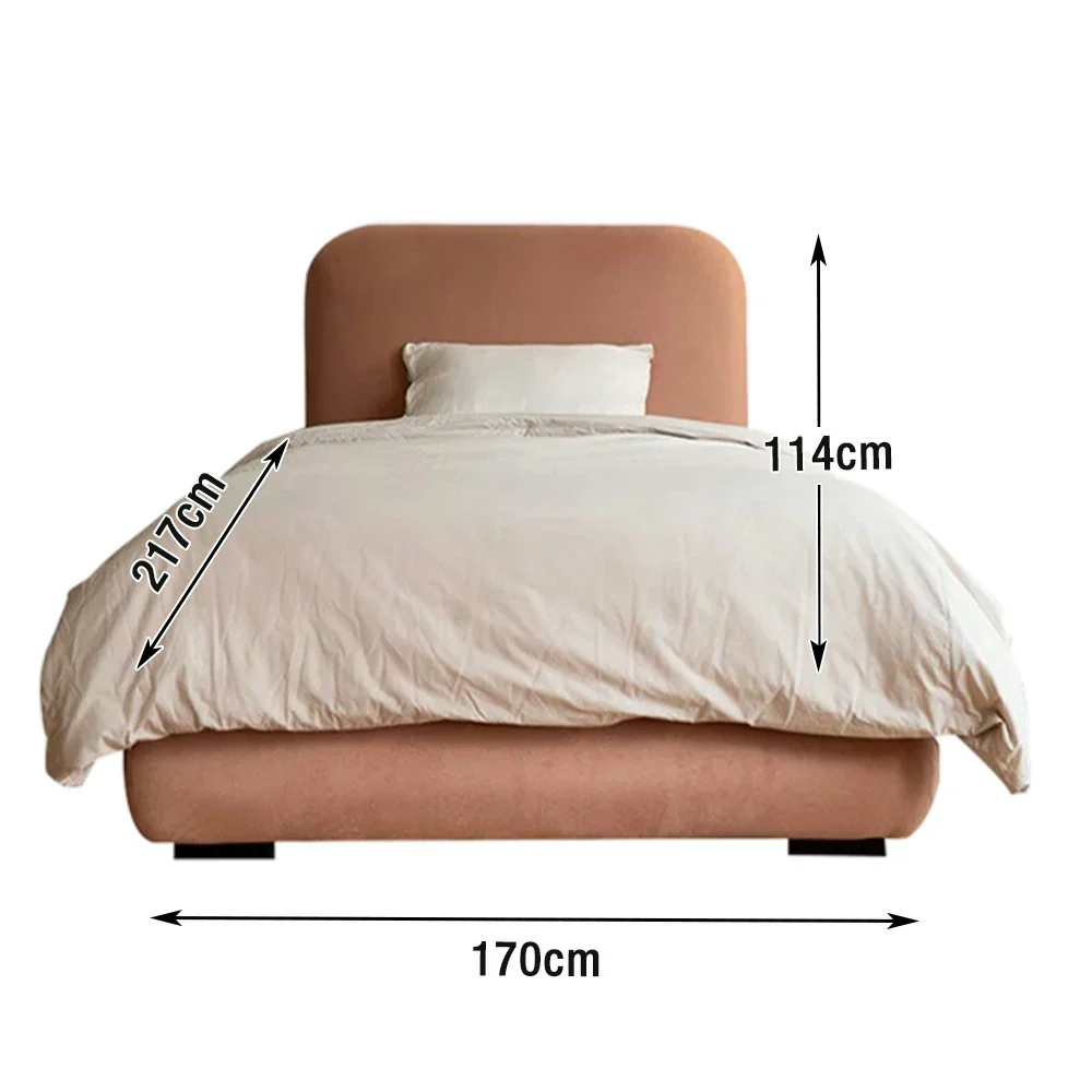 LUXORA Upholstered Bed Frame 150/180cm, Cotton-Linen Fabric & Solid Wood, High-Density Sponge Headboard - Pink - Image 6